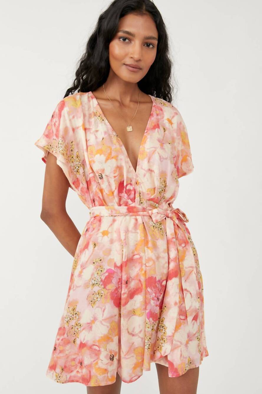 NEW FREE PEOPLE freddy tie mini dress in fruit punch